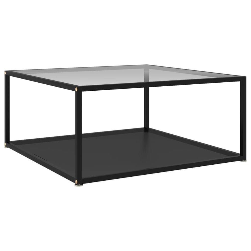 Petromila vidaXL Konferenčný stolík, priehľadný+čierny 80x80x35 cm, tvrdené sklo